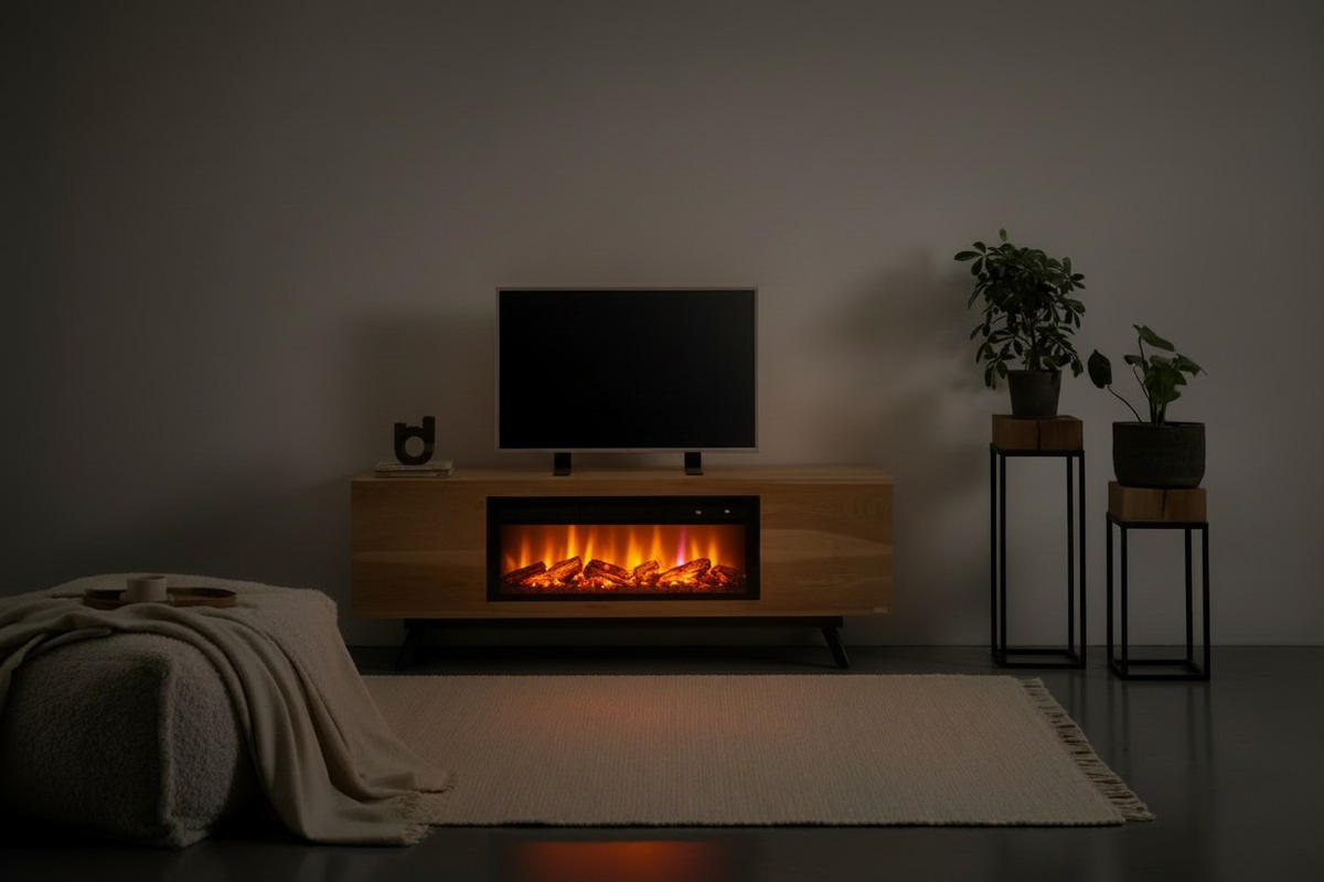 ELEKTROKAMIN - Eichefarben/Schwarz, MODERN, Holz/Holzwerkstoff (160/54/40cm) - Landscape