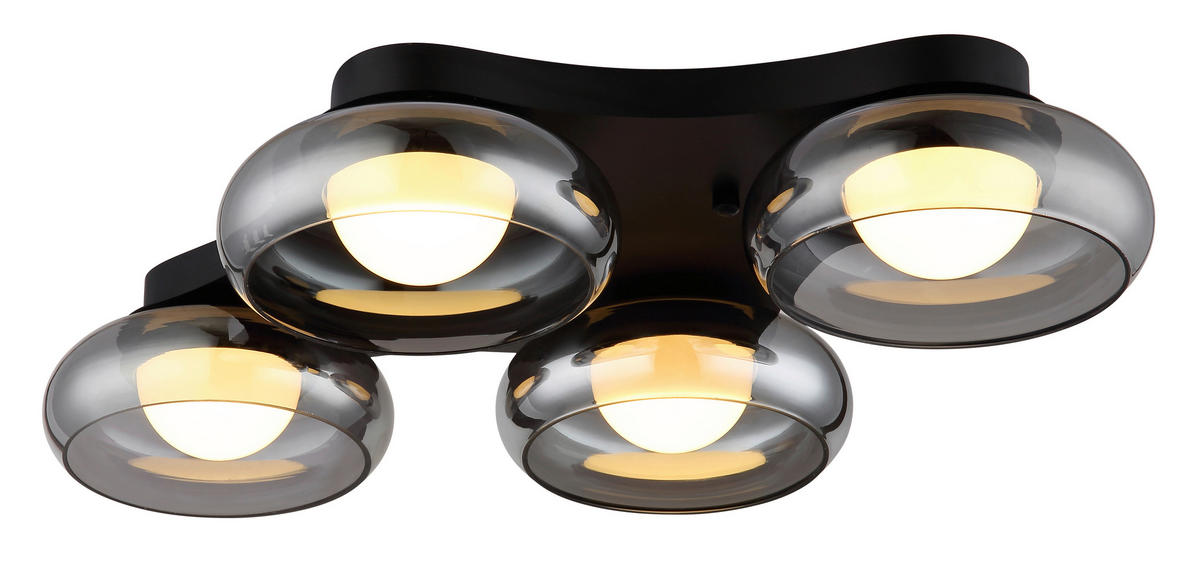 LED-DECKENLEUCHTE 65/46/10 cm   - Schwarz/Weiß, Design, Glas/Kunststoff (65/46/10cm) - Globo