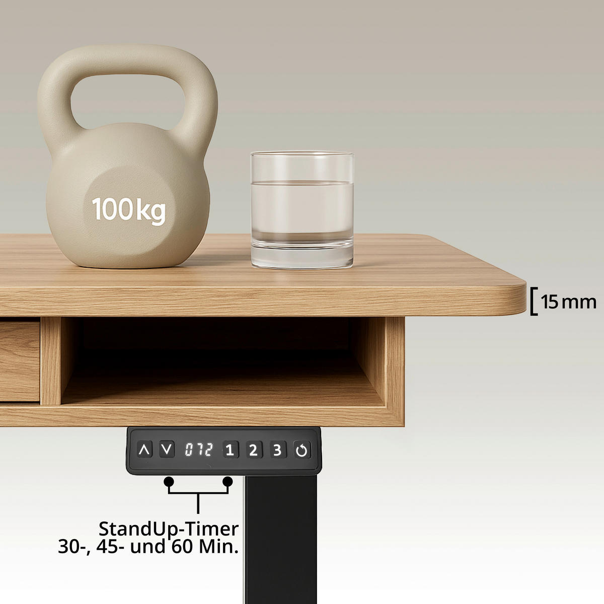 SCHREIBTISCH 120/60/72-110 cm  in Schwarz, Eichefarben  - Eichefarben/Schwarz, MODERN, Holz/Metall (120/60/72-110cm) - MID.YOU