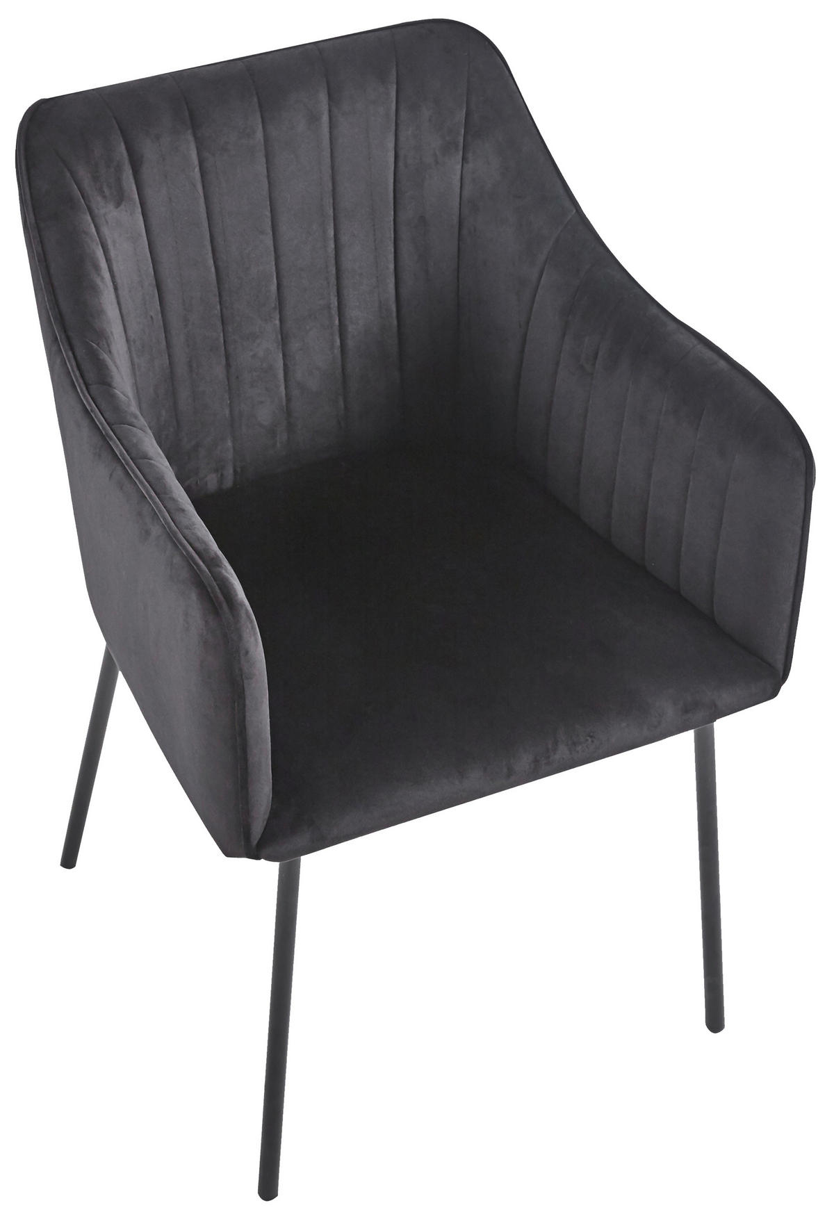 ARMLEHNSTUHL  in Samt  - Anthrazit/Schwarz, Design, Textil/Metall (48,5cm) - MID.YOU