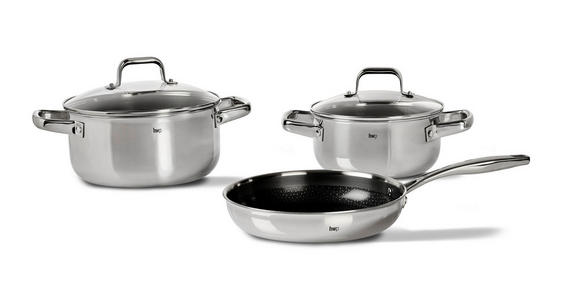 KOCHTOPFSET 3-teilig  - Klar/Edelstahlfarben, Basics, Glas/Metall - Homeware Profession.