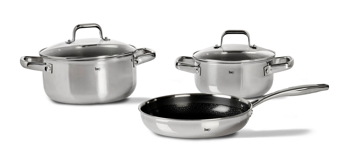 Set De Oale 3 piese  - străveziu/culoare inox, Basics, sticlă/metal - Homeware Profession.