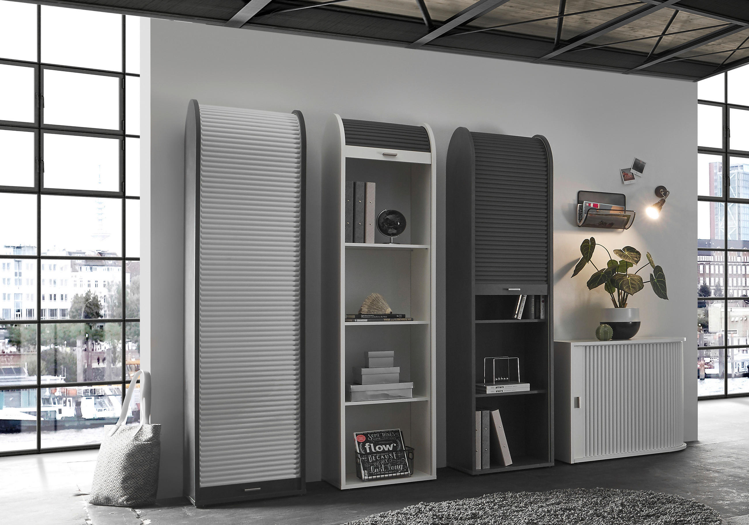 AKTENSCHRANK Graphitfarben, Hellgrau  - Hellgrau/Graphitfarben, MODERN, Holzwerkstoff/Kunststoff (69/192/44cm) - Livetastic