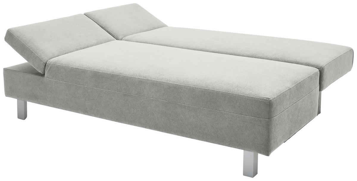 SCHLAFSOFA  mit Stoffauswahl, Schlafen auf Sitzhöhe, Armteil links Flachgewebe Hellgrau  - Chromfarben/Hellgrau, Design, Holz/Textil (205/77-93/99cm) - Novel