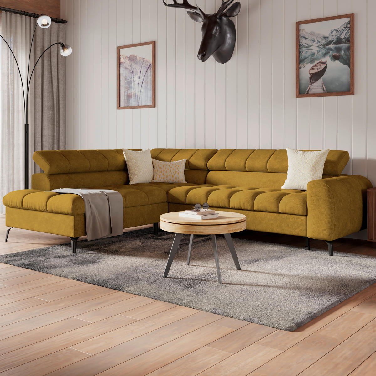 ECKSOFA in Terracotta  - Terracotta/Schwarz, Trend, Kunststoff/Textil (203/261cm) - Livetastic