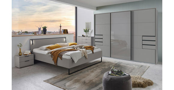 SCHWEBETÜRENSCHRANK 270/208/64 cm 3-türig Sahara, Graphitfarben - Schwarz/Graphitfarben, Design, Glas/Holzwerkstoff (270/208/64cm) - Carryhome