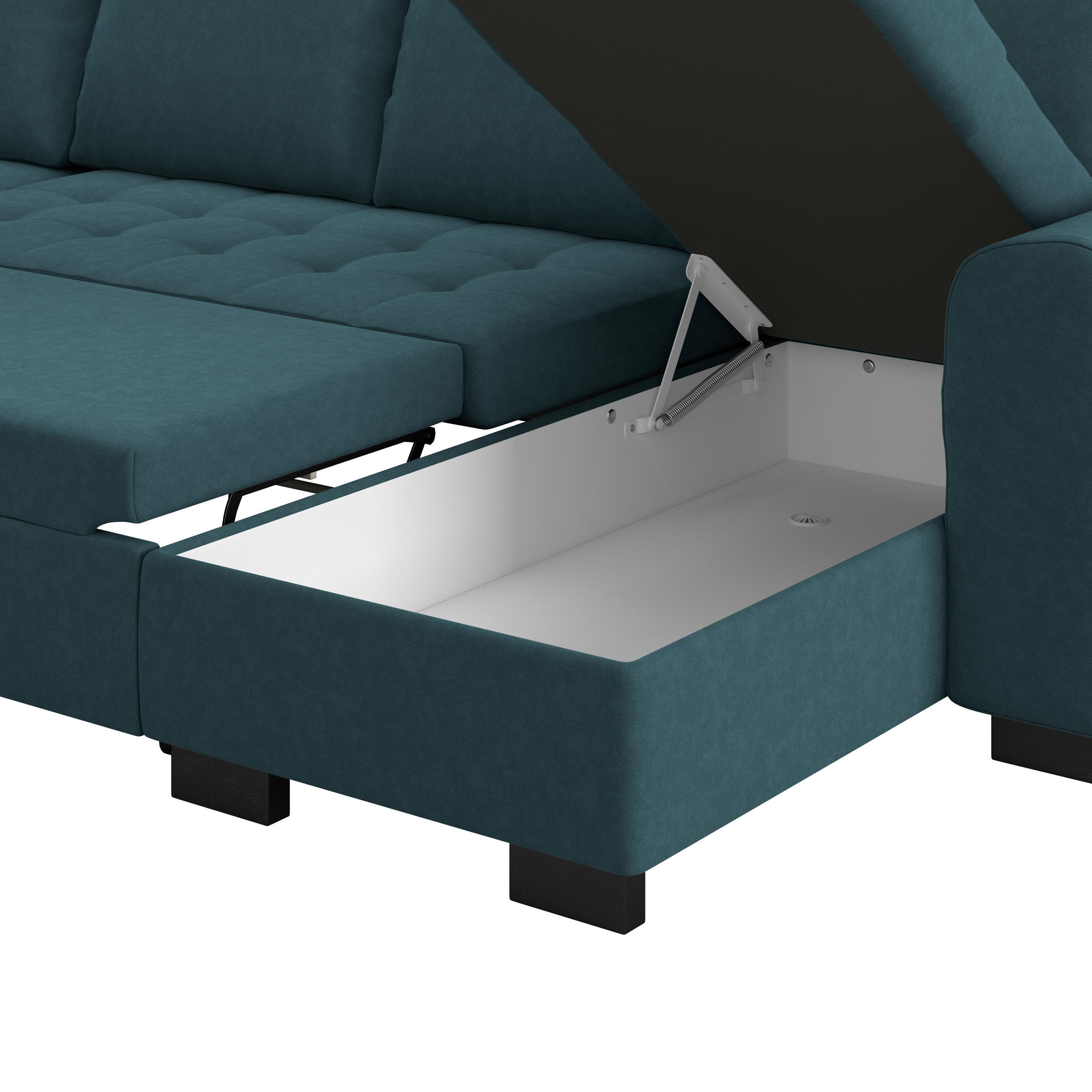 Thumbnail - P & B Wohnlandschaft, Blau, Textil, Uni, 4-Sitzer, U-Form, 305x178 cm, Made in Europe, Wohnzimmer, Sofas & Couches, Wohn...