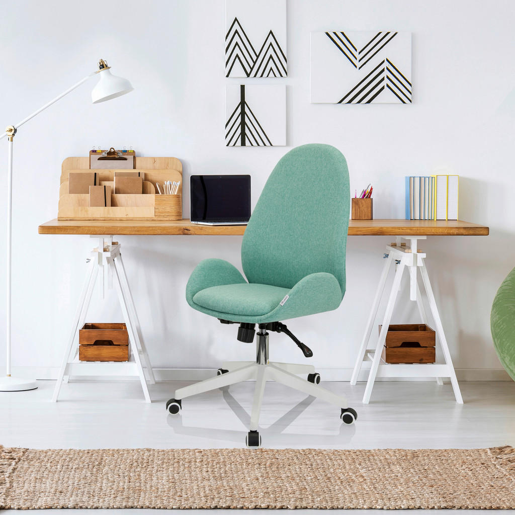 Thumbnail - Mid.you Drehstuhl, Mintgrün, Textil, Drehkreuz, 56x104x58 cm, Wippfunktion, Arbeitszimmer, Bürostühle, Drehstühle