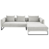 ECKSOFA Hellgrau Cord  - Hellgrau/Schwarz, KONVENTIONELL, Textil/Metall (284/178cm) - Hom`in