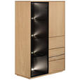 HIGHBOARD Schwarz, Eichefarben  83/129/40 cm  - Eichefarben/Schwarz, Natur, Glas/Holz (83/129/40cm) - Waldwelt
