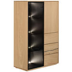 HIGHBOARD Schwarz, Eichefarben 83/129/40 cm - Eichefarben/Schwarz, Natur, Glas/Holz (83/129/40cm) - Waldwelt