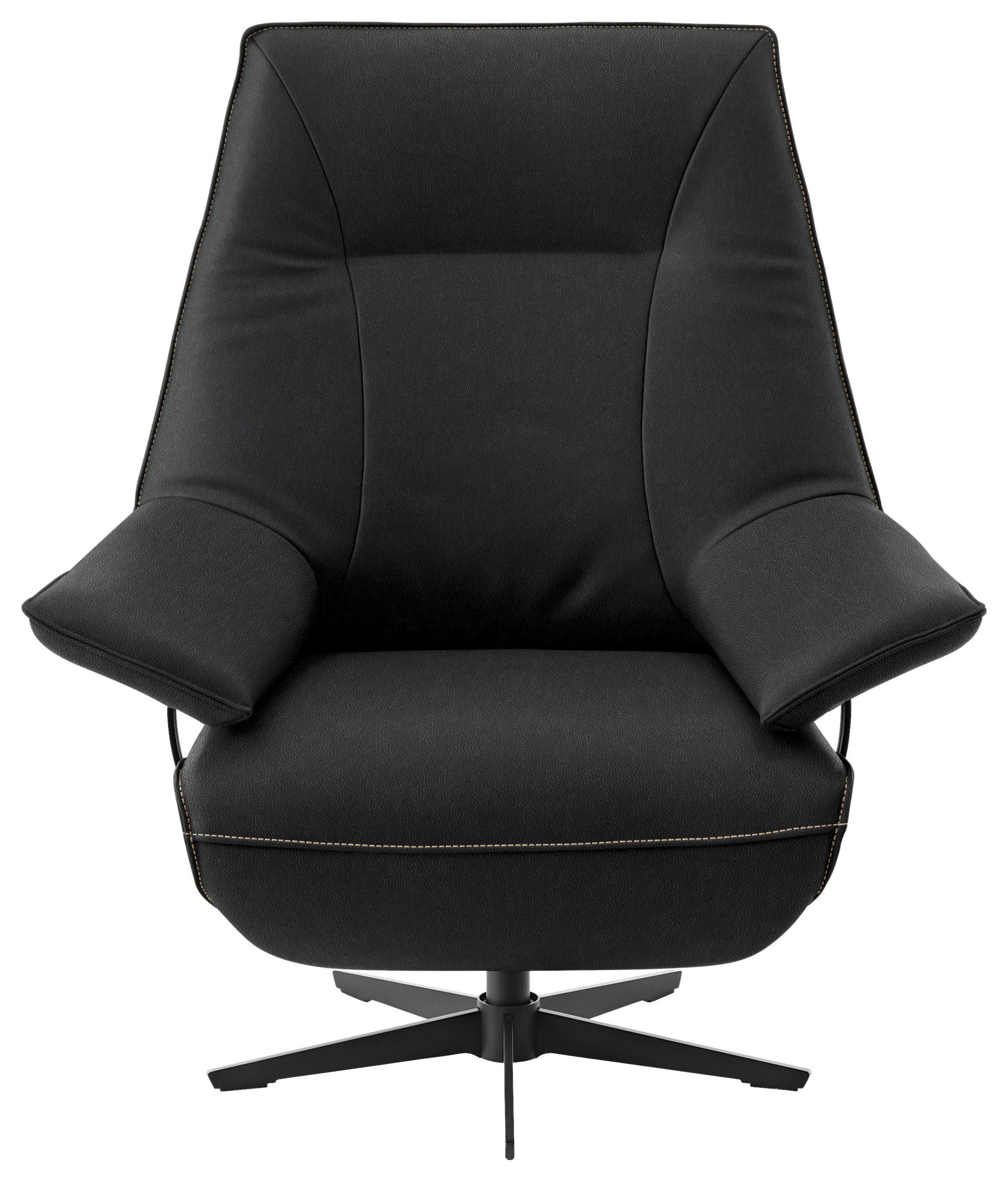 RELAXSESSEL in Leder Schwarz  - Beige/Schwarz, Design, Leder/Metall (92/79/82cm) - Dieter Knoll