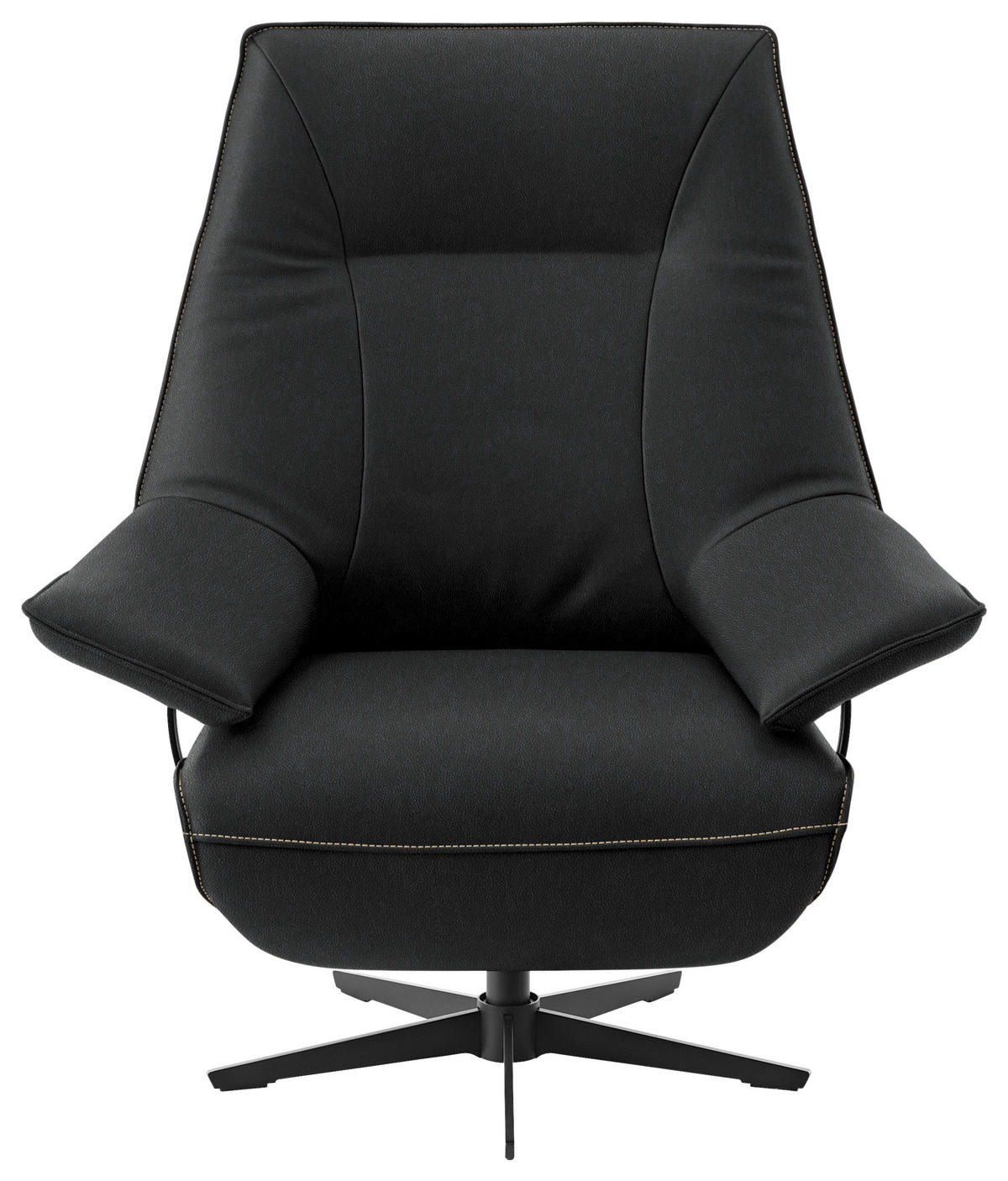 RELAXSESSEL in Leder Schwarz  - Beige/Schwarz, Design, Leder/Metall (92/79/82cm) - Dieter Knoll