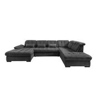 WOHNLANDSCHAFT  Chenille Anthrazit  - Anthrazit/Schwarz, Modern, Textil/Metall (184/387/252cm) - Livetastic