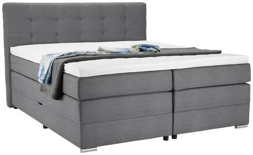 BOXSPRINGBETT 180/200 cm  in Hellgrau  - Silberfarben/Hellgrau, KONVENTIONELL, Holz/Holzwerkstoff (180/200cm) - Moderano