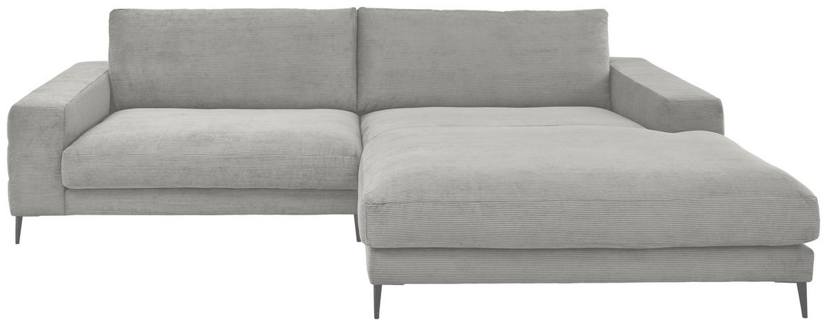 ECKSOFA  in Feincord Hellgrau  293/207 cm  - Hellgrau/Schwarz, Design, Textil/Metall (293/207cm) - Dieter Knoll