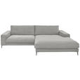ECKSOFA Ottomane rechts  Hellgrau Feincord  - Hellgrau/Schwarz, Design, Textil/Metall (293/207cm) - Dieter Knoll