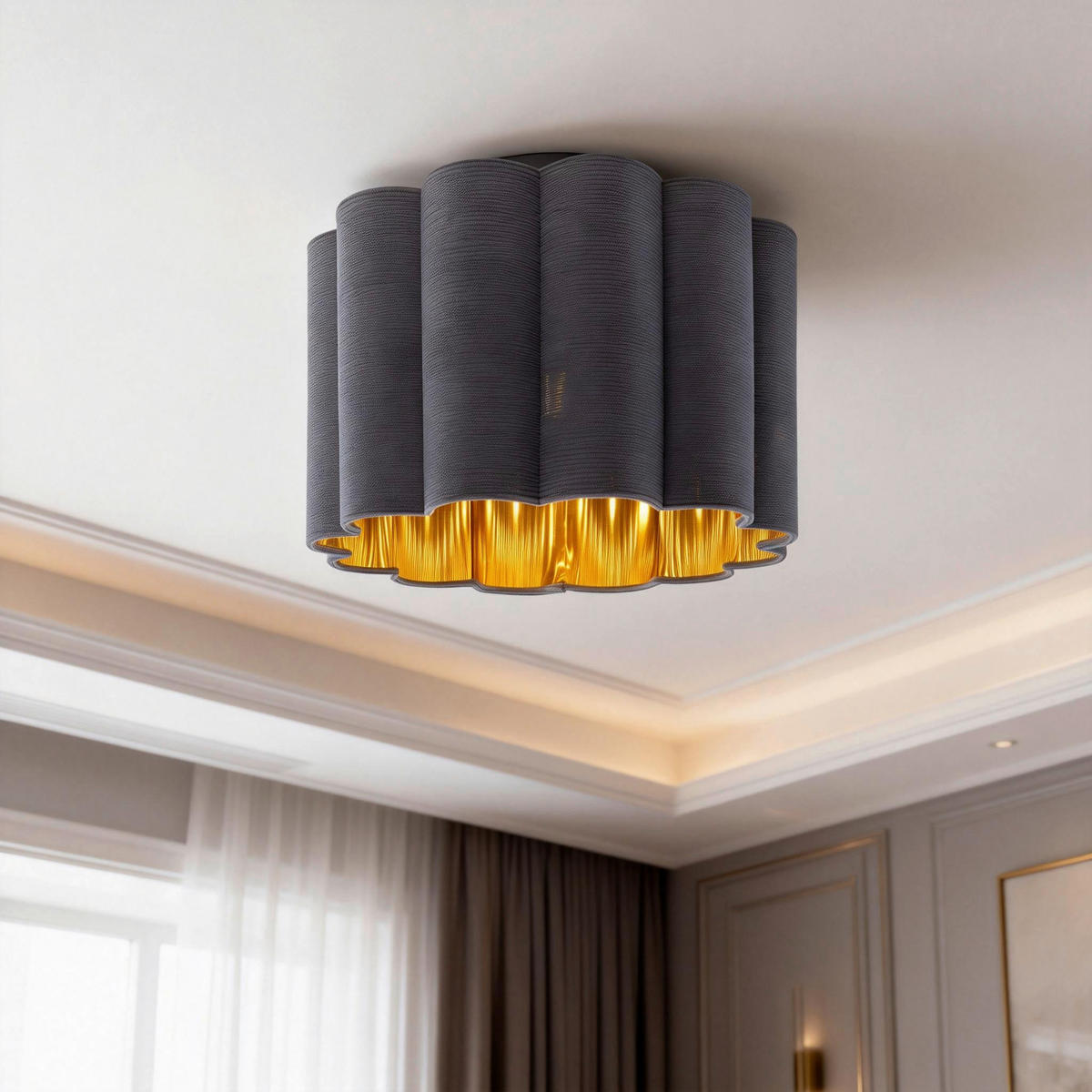 DECKENLEUCHTE  40/32 cm    - Goldfarben/Schwarz, Trend, Kunststoff/Textil (40/32cm) - Novel