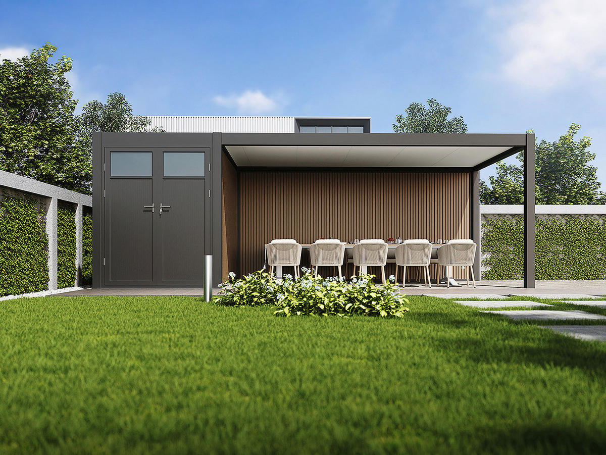 CARPORT 300/255/720 cm Aluminium  - Graphitfarben, Basics, Metall (300/255/720cm) - Gardenson