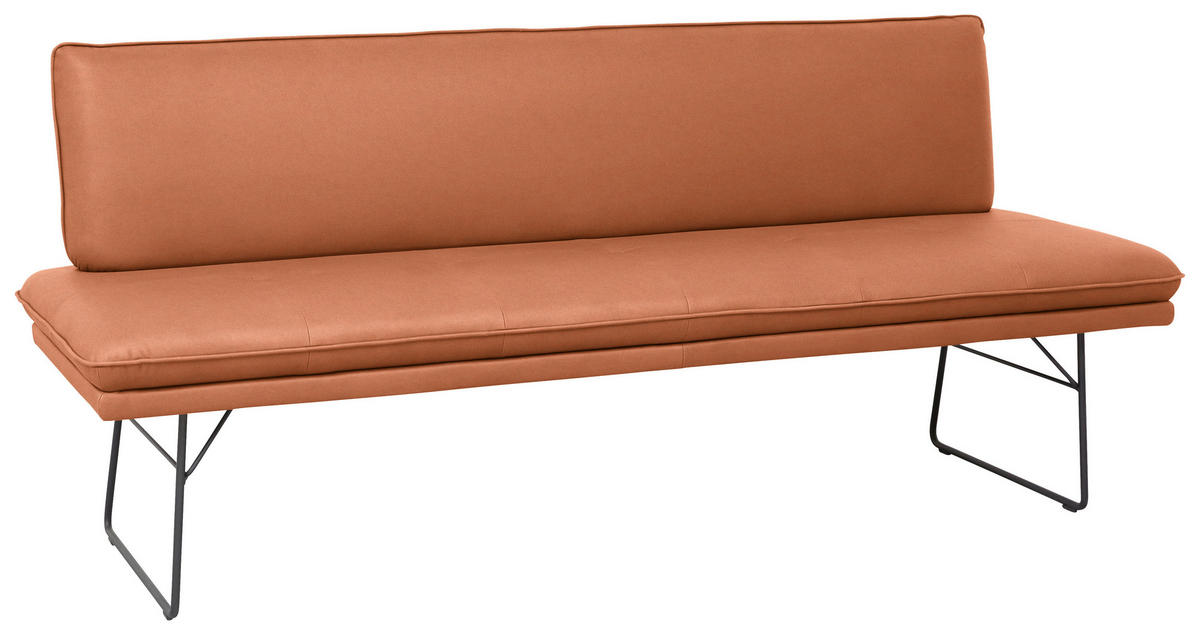 SITZBANK in Metall, Textil Schwarz, Karamell  - Karamell/Schwarz, Design, Textil/Metall (195/87/65cm) - Dieter Knoll