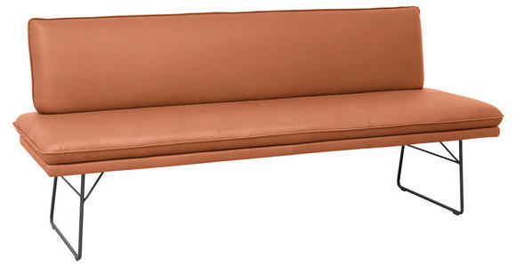 SITZBANK in Metall, Textil Schwarz, Karamell  - Karamell/Schwarz, Design, Textil/Metall (195/87/65cm) - Dieter Knoll