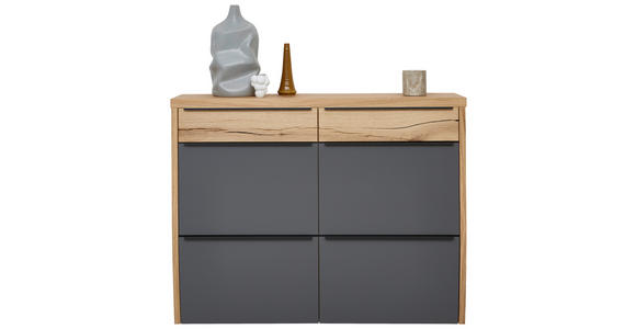 HÄNGESCHUHSCHRANK furniert, massiv Grau, Eichefarben  - Eichefarben/Anthrazit, Design, Holzwerkstoff/Metall (121/95/31cm) - Dieter Knoll