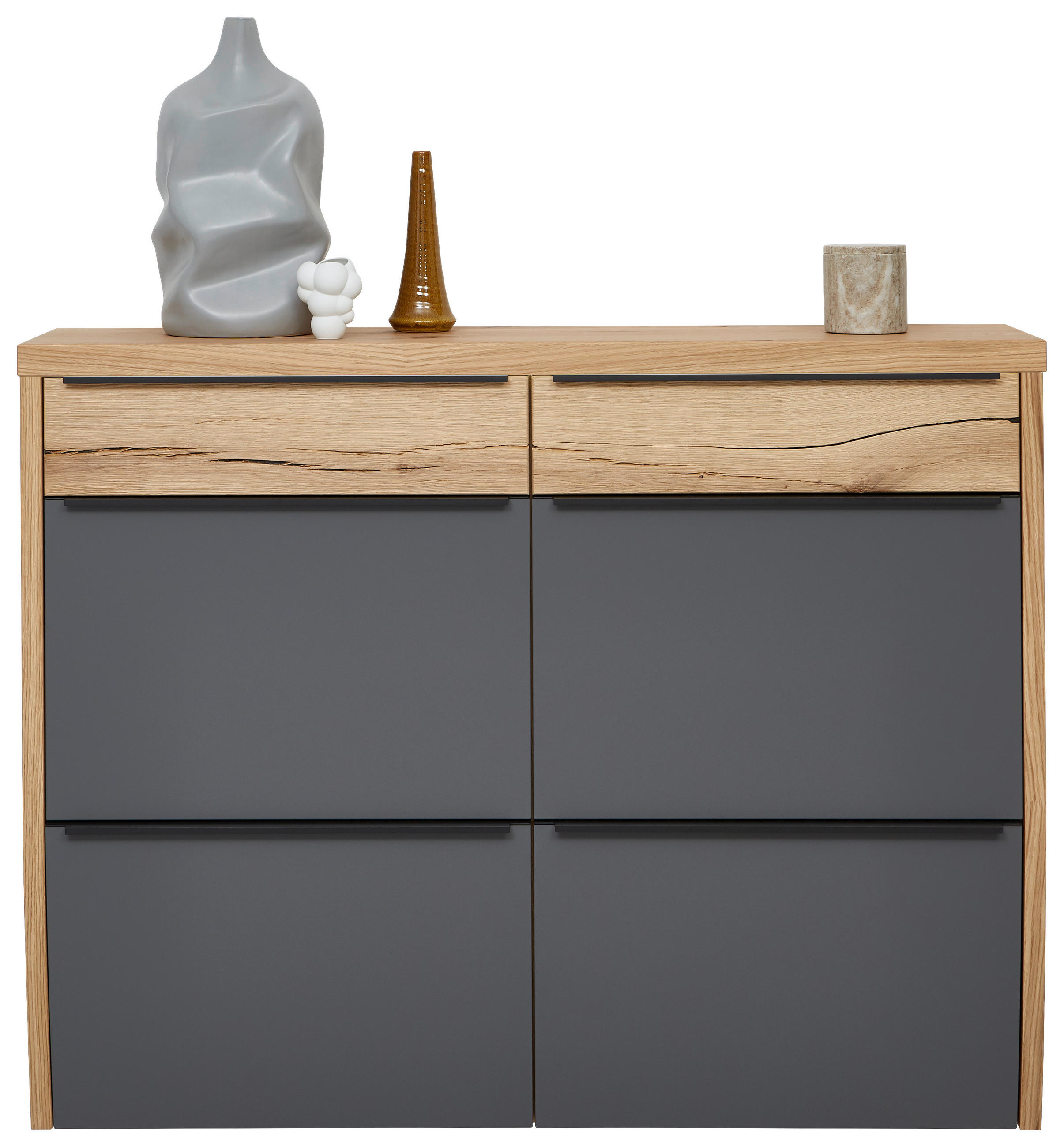 HÄNGESCHUHSCHRANK furniert, massiv Grau, Eichefarben - Eichefarben/Anthrazit, Design, Metall (121/95/31cm) - Dieter Knoll