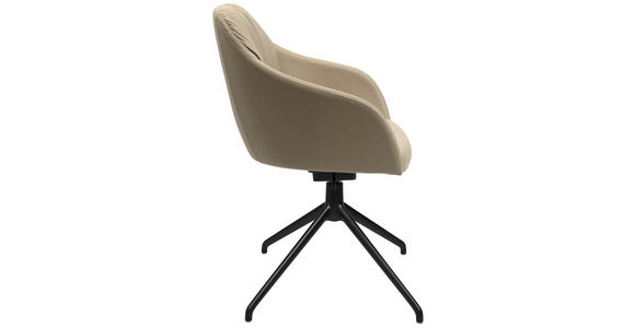 ARMLEHNSTUHL in Aluminium Echtleder pigmentiert - Beige/Schwarz, Design, Leder/Metall (58/81,5-84,5/60cm) - Johann Jakob