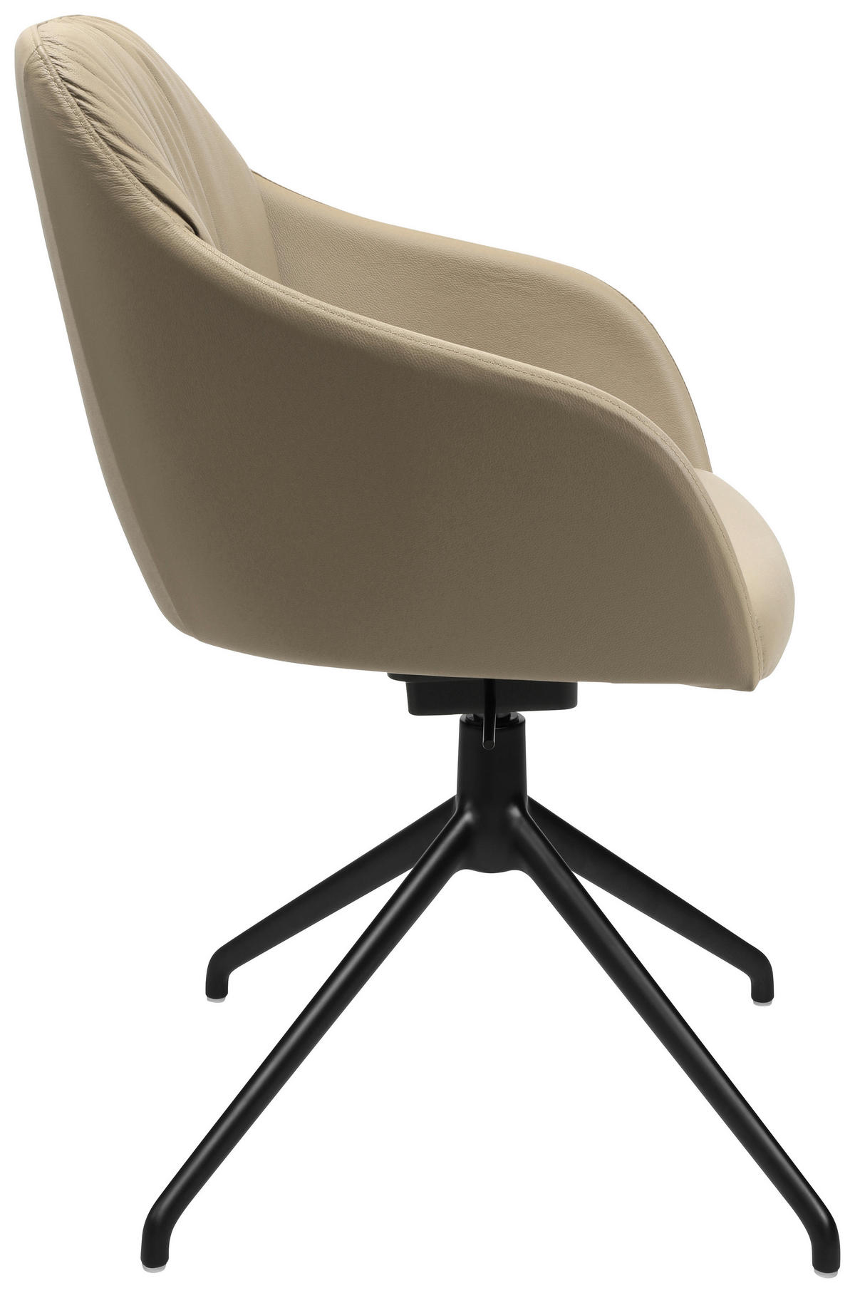 ARMLEHNSTUHL  in Aluminium Echtleder pigmentiert  - Beige/Schwarz, Design, Leder/Metall (58/81,5-84,5/60cm) - Johann Jakob