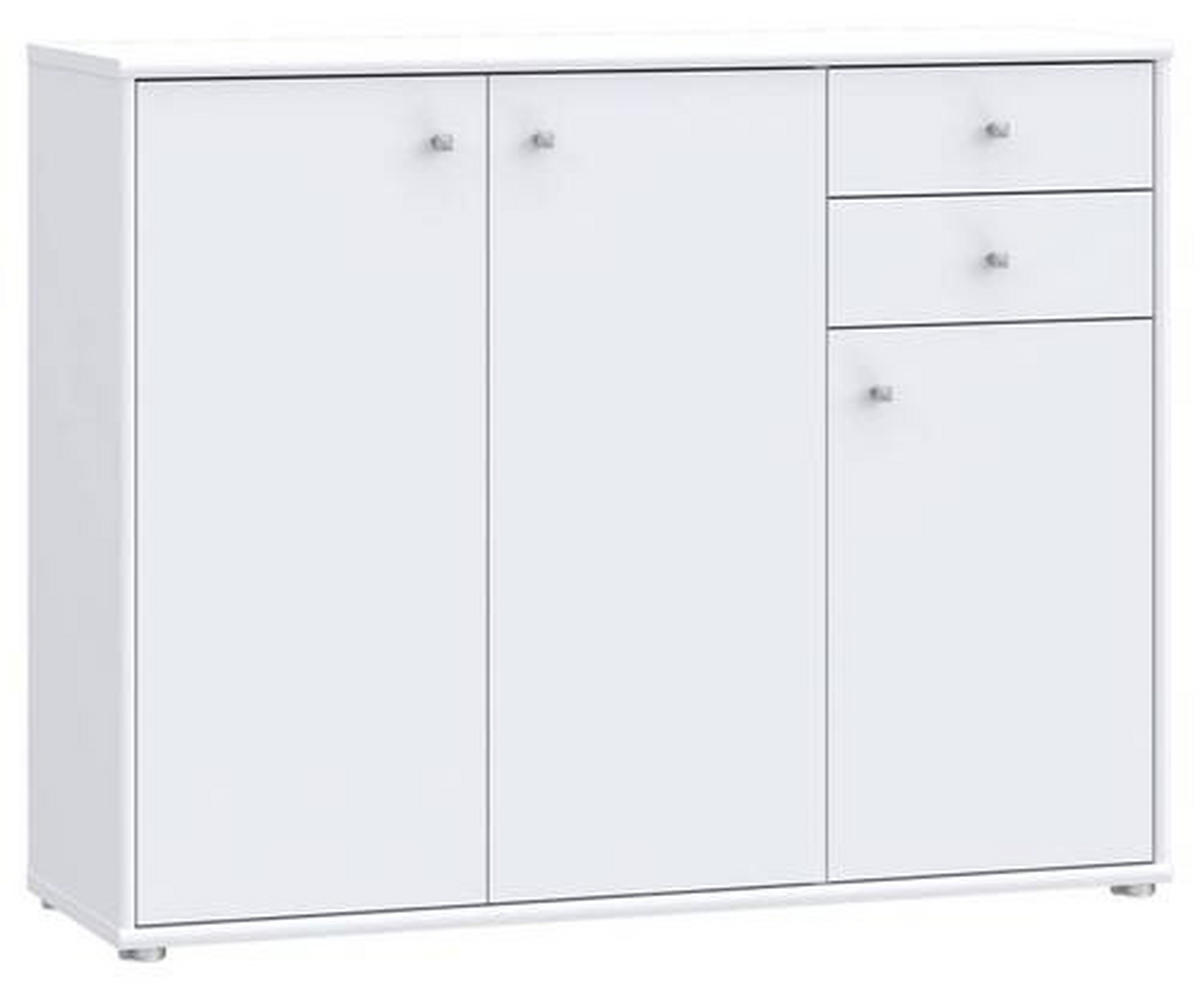 KOMMODE 108,8/85,5/34,8 cm  in Weiss  - Weiss/Alufarben, Design, Holzwerkstoff (108,8/85,5/34,8cm)