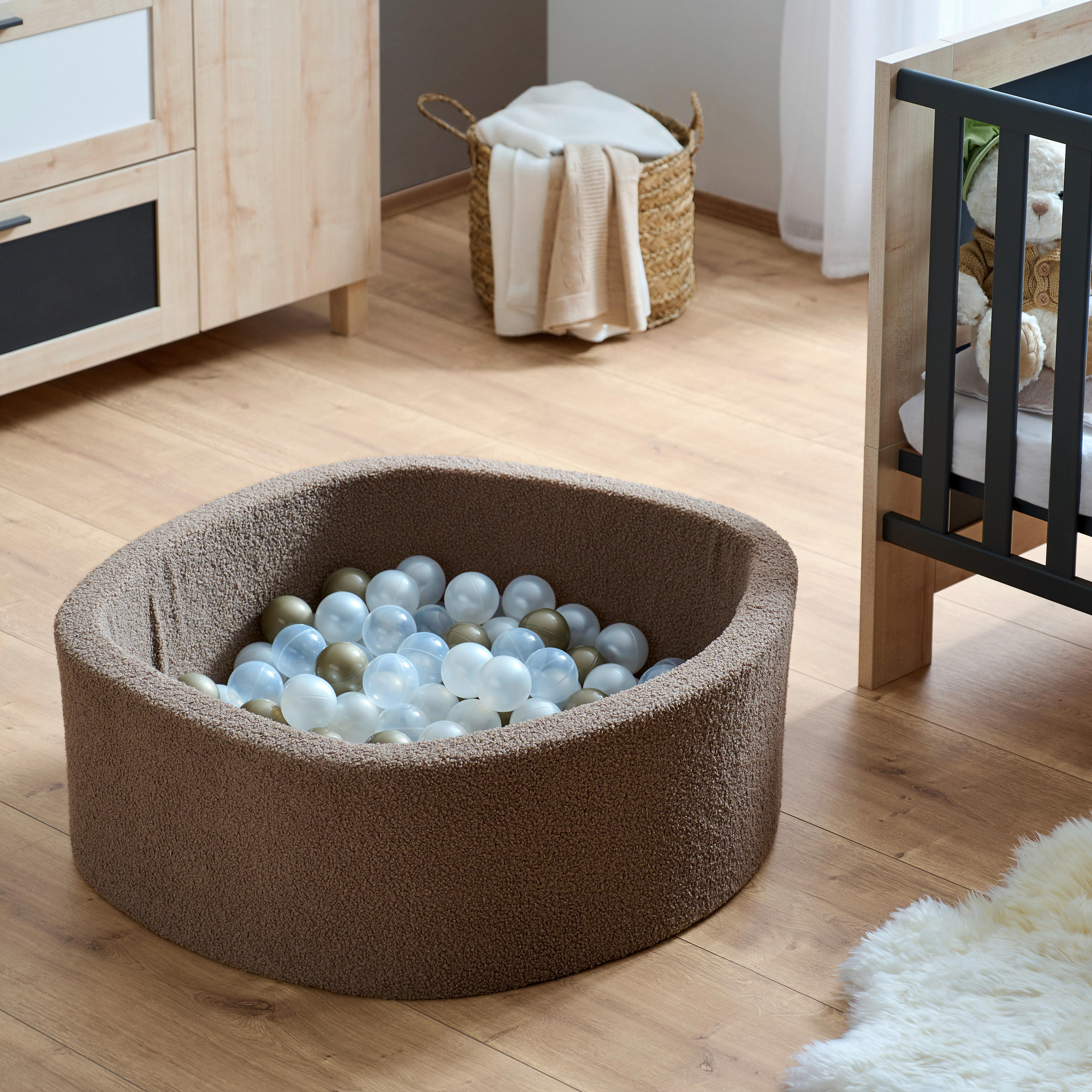 BAZEN S LOPTICAMA - boje sedefa/cappuccino, Basics, tekstil/plastika (90/30cm) - My Baby Lou