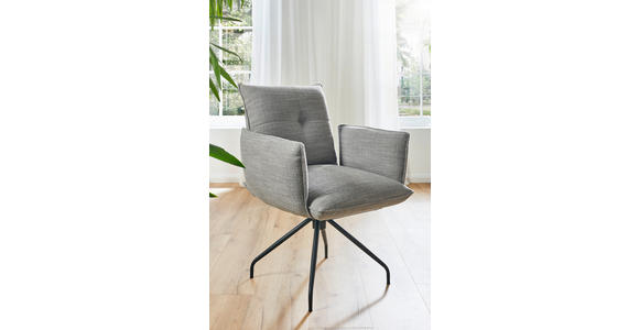 ARMLEHNSTUHL in Stahl Struktur - Platinfarben/Schwarz, Design, Textil/Metall (65/90/70cm) - Dieter Knoll