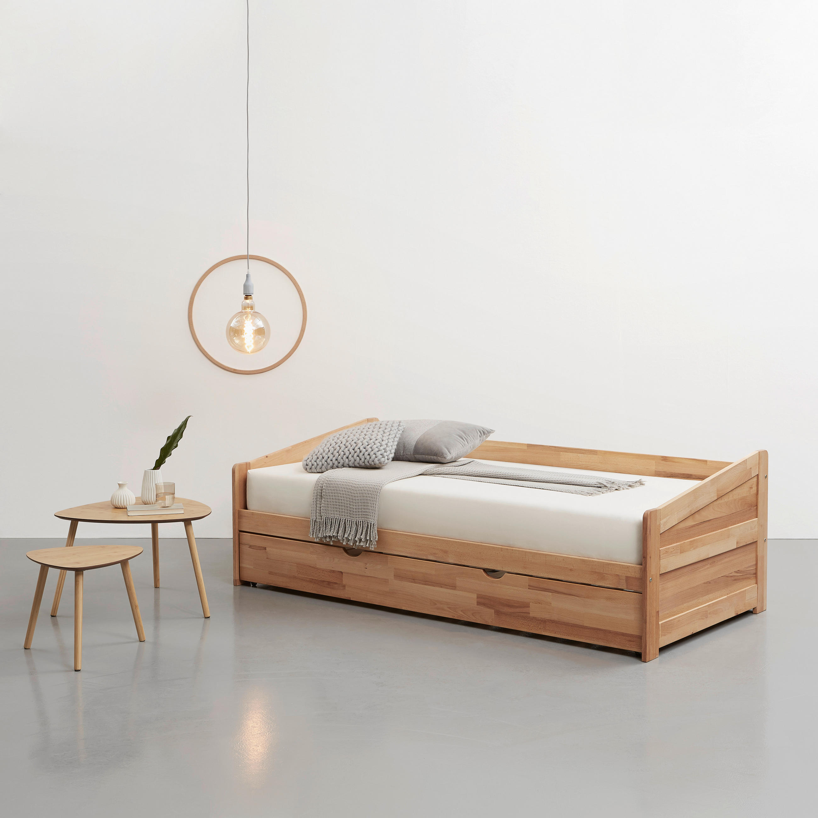 AUSZIEHBETT  in Buchefarben, Rollrost  - Buchefarben, Natur, Holz/Kunststoff - Livetastic
