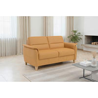 3-SITZER-SOFA PALMERA E Echtleder Currygelb  - Currygelb/Eichefarben, Basics, Leder/Holz (179/89/89cm) - Sit & More