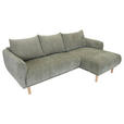ECKSOFA Olivgrün Flachgewebe  - Buchefarben/Olivgrün, KONVENTIONELL, Holz/Textil (230/144cm) - Carryhome
