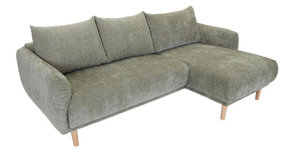 ECKSOFA Olivgrün Flachgewebe - Buchefarben/Olivgrün, KONVENTIONELL, Holz/Textil (230/144cm) - Carryhome