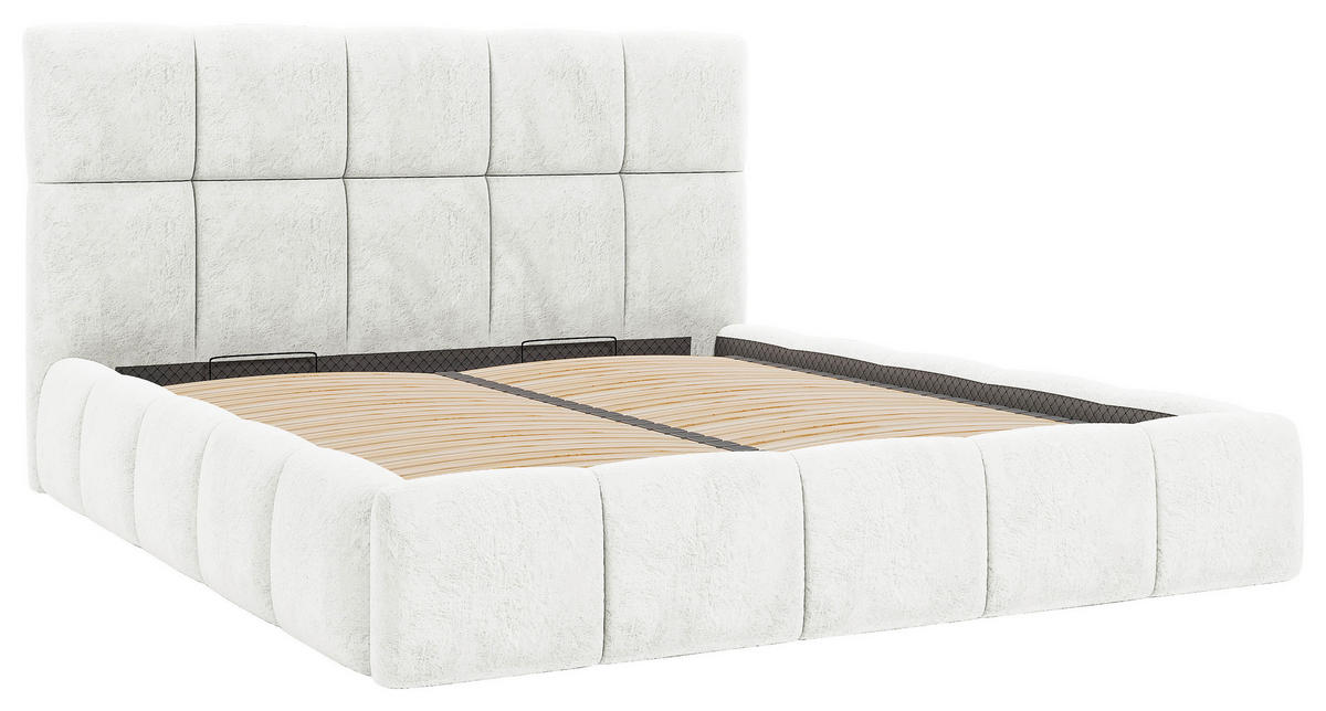 Polsterbett Cherry Microfaser 160/200 cm,  in Weiß, Lattenrost, Bettkasten,  - Schwarz/Weiß, MODERN, Holz/Holzwerkstoff (160/200cm) - MID.YOU