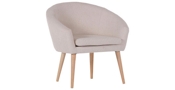 SESSEL Bouclé Creme - Buchefarben/Creme, Design, Holz/Textil (73/73/66cm) - Carryhome