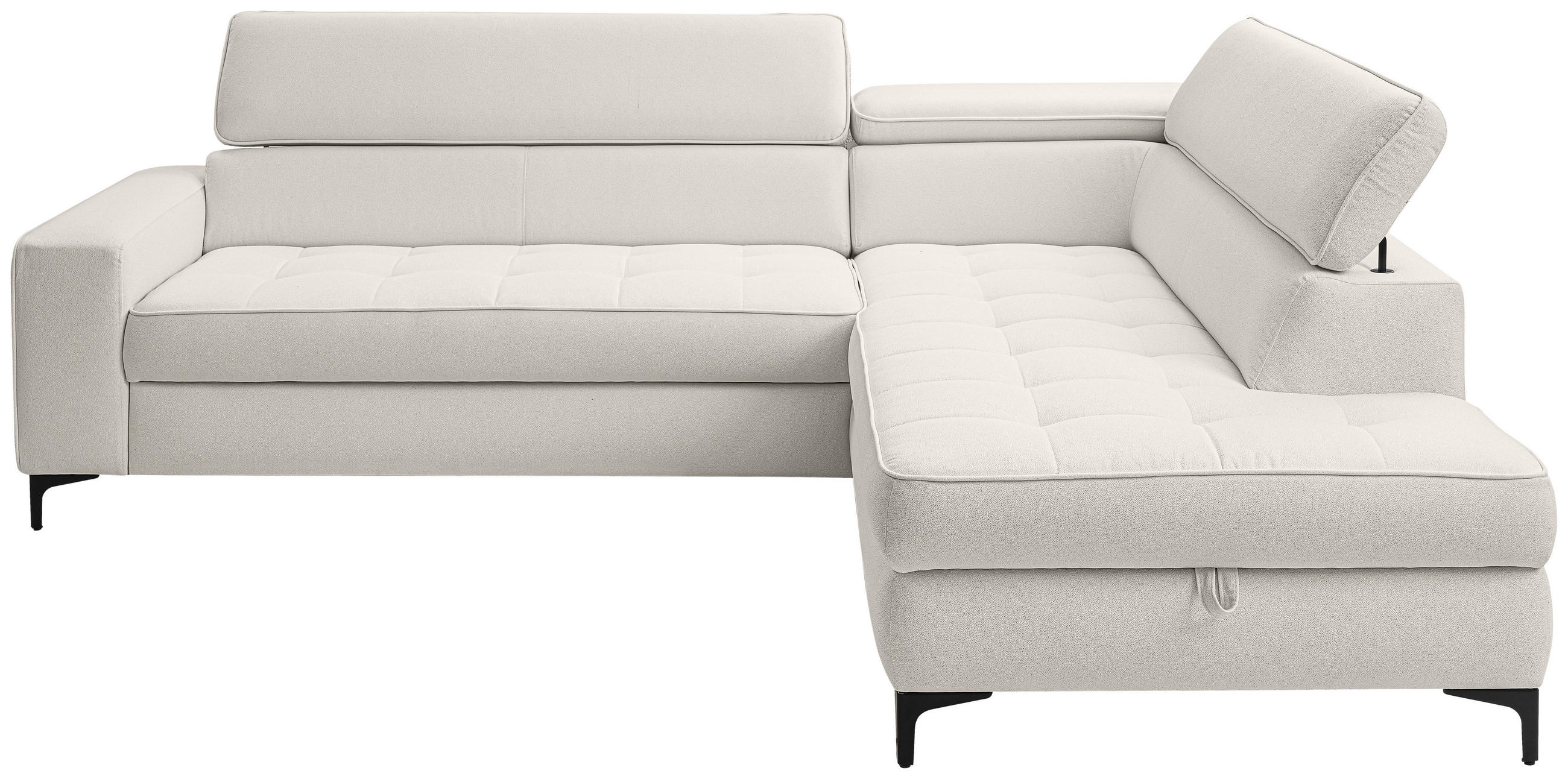 ECKSOFA  in Struktur Hellgrau  251/203 cm  - Hellgrau/Schwarz, Design, Textil/Metall (251/203cm) - MID.YOU