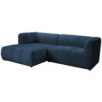 ECKSOFA in Chenille Dunkelblau  - Schwarz/Dunkelblau, Konventionell, Kunststoff/Textil (164/255cm) - MID.YOU
