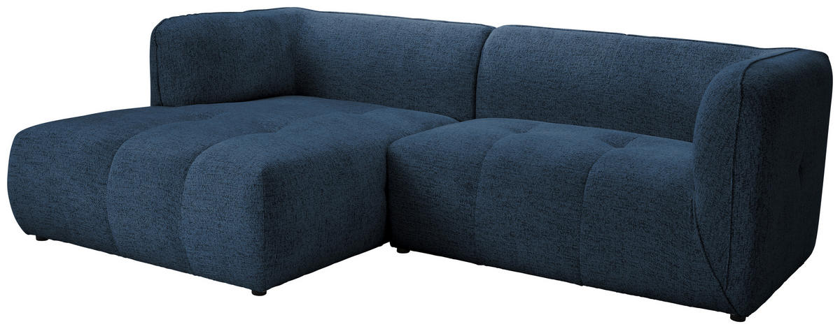 ECKSOFA in Chenille Dunkelblau  - Schwarz/Dunkelblau, Konventionell, Kunststoff/Textil (164/255cm) - MID.YOU