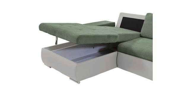 ECKSOFA  in Flachgewebe Weiß, Olivgrün  175/271 cm  - Weiß/Olivgrün, Design, Kunststoff/Textil (175/271cm) - Xora