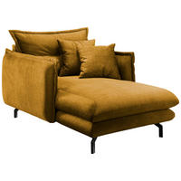 XXL-SESSEL in Velours Gelb  - Gelb/Schwarz, Modern, Textil/Metall (111/101/167cm) - Livetastic