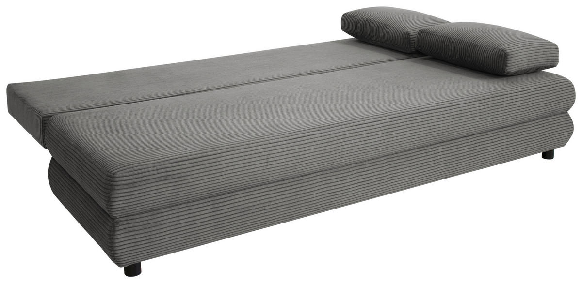 SCHLAFSOFA Cord Dunkelgrau  - Dunkelgrau/Schwarz, Design, Kunststoff/Textil (197/77/81cm) - home24