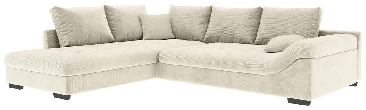 ECKSOFA in Cord Naturfarben  - Schwarz/Naturfarben, Konventionell, Holz/Textil (202/298cm) - MID.YOU