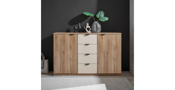 SIDEBOARD  in 140/89,5/38 cm  - Kaschmir/Eichefarben, Design, Holzwerkstoff/Metall (140/89,5/38cm) - Xora