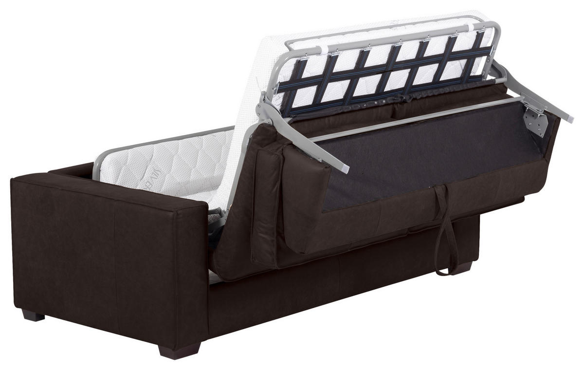 SCHLAFSOFA in Leder Dunkelbraun  - Dunkelbraun, Design, Leder/Holz (203/85/99cm) - MID.YOU