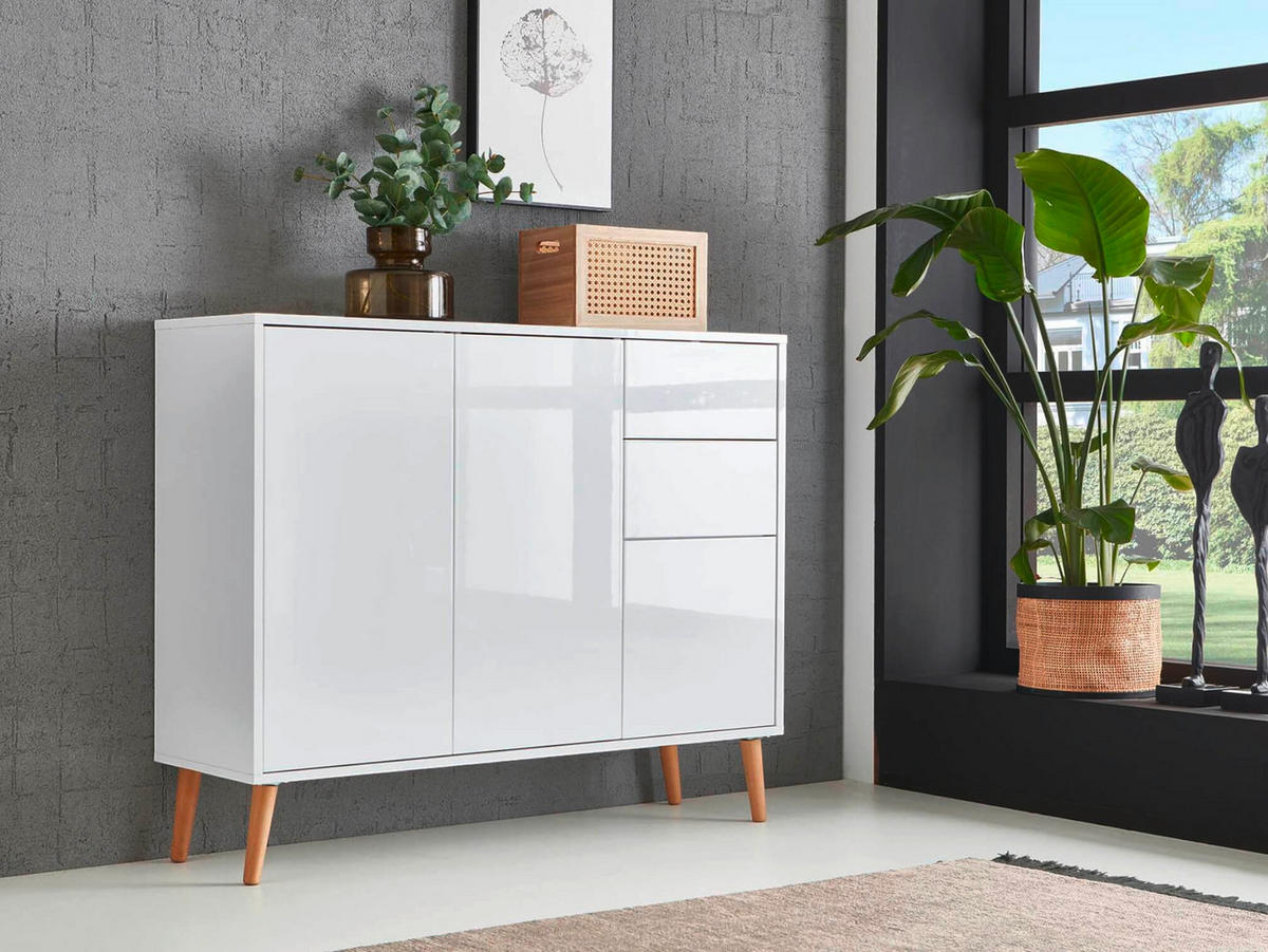 SIDEBOARD Mailand Set 8 + HF  in 263,5/86/33 cm  - Weiß Hochglanz/Weiß, MODERN, Holz/Holzwerkstoff (263,5/86/33cm) - MID.YOU