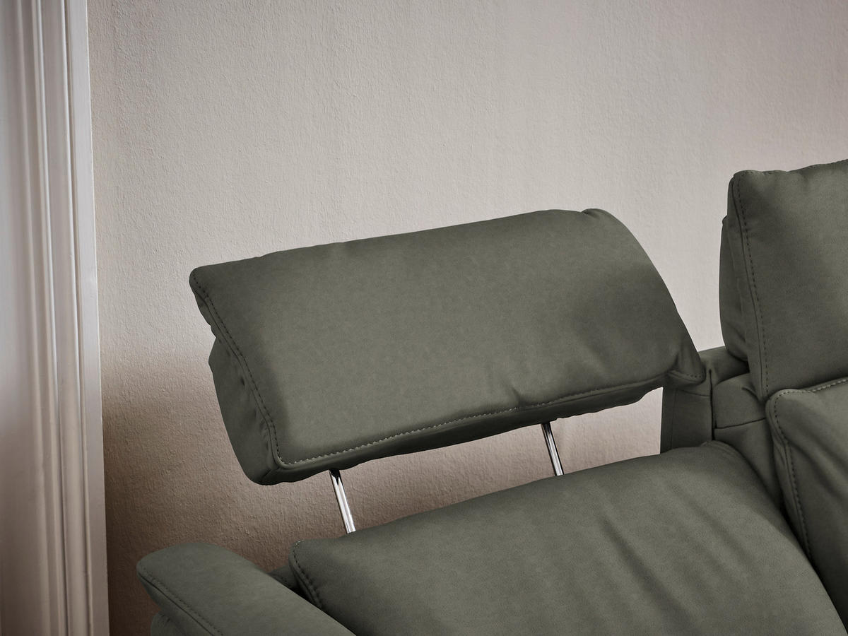 TRAPEZSOFA in Echtleder Grau  - Schwarz/Grau, KONVENTIONELL, Leder/Metall (221/103/95cm) - Dieter Knoll