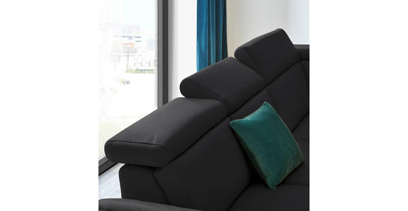 ECKSOFA in Echtleder Schwarz  - Schwarz, Design, Leder/Metall (285/239cm) - Cantus